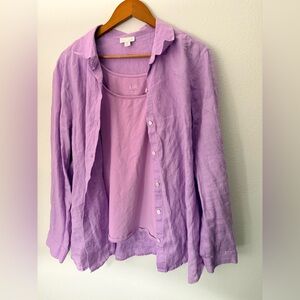 J. Jill Lavender Linen Top